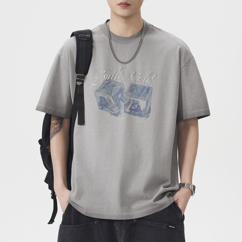 Z8185 Trendy Brand Heavyweight T-Shirt Men's Short Sleeve 98