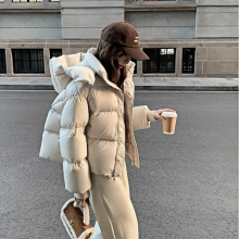 连帽面包服女2023新款韩版时尚冬季爆款宽松版加厚短款羽绒外套潮