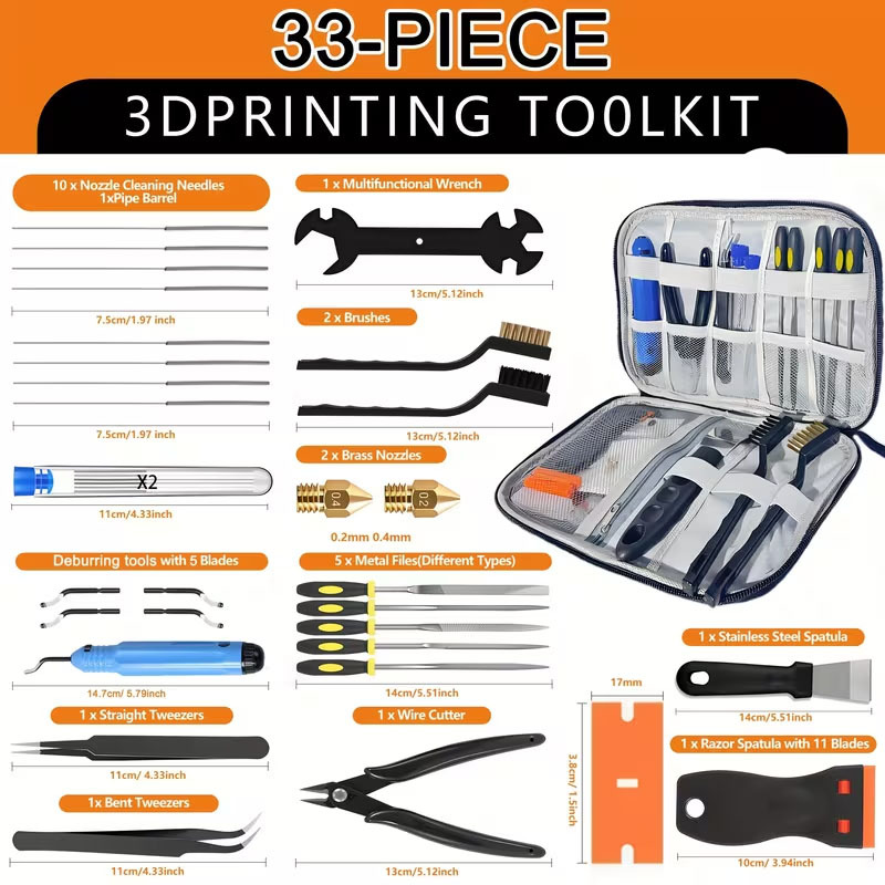 Printer, tools set, universal accessories, 3D printing