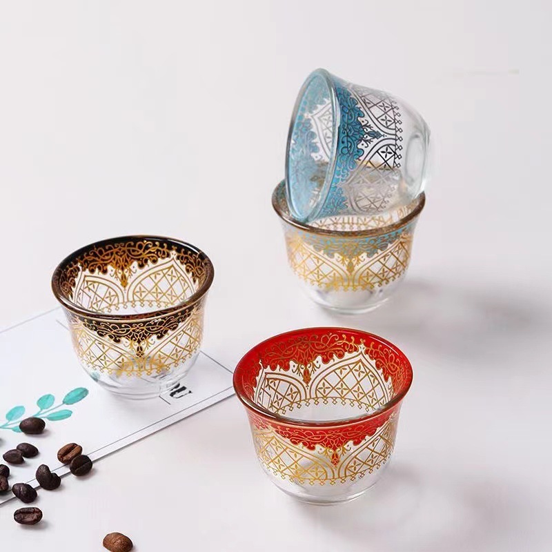 Cross-border popular Turkish style embossed gold-plated glass cup