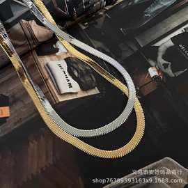 潮人百搭个性刀片链钛钢蛇骨链男嘻哈配饰轻奢小众卫衣项链女挂件