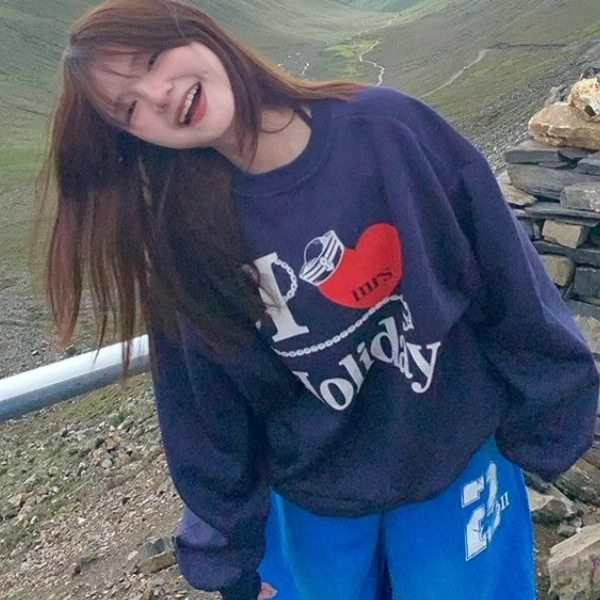 美式复古爱心印花圆领卫衣女秋冬季宽松慵懒风设计感小众遮肉上衣|undefined