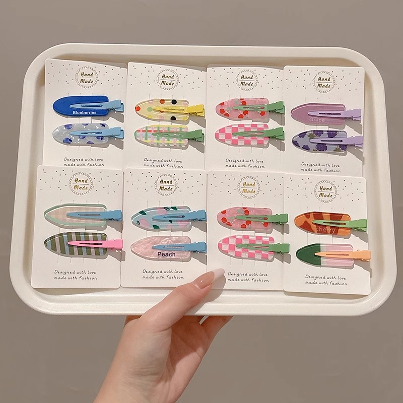 Clip de pelo de verano colorido lindo sin marcas clip de pelo de laterales mujeres frente clip de pelo de boca de pato clip de pelo de niños toque de pelo