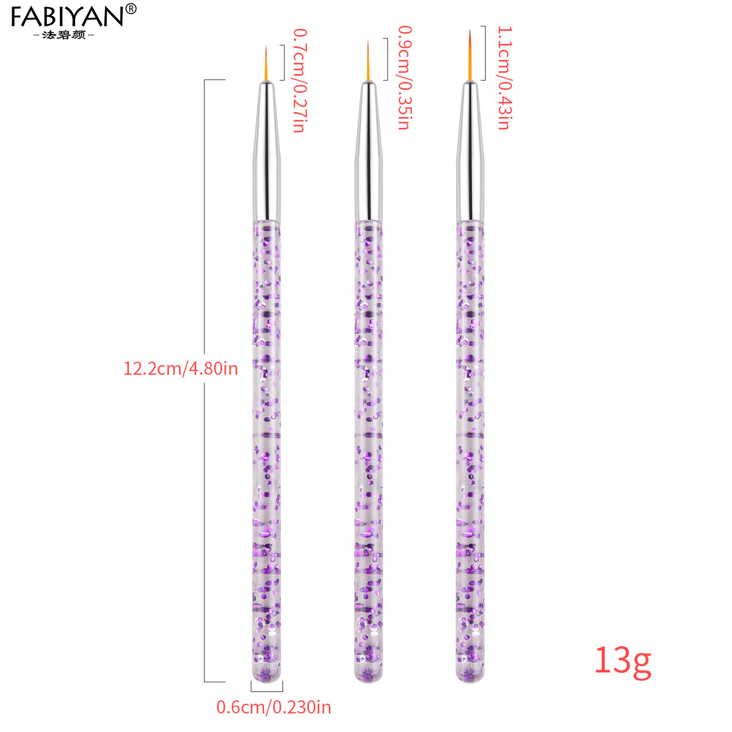 Fabiyan pluma de dibujo 3 piezas traje cepillo de uñas acrílico Cristal Tallado fototerapia gancho línea pluma dibujo pluma