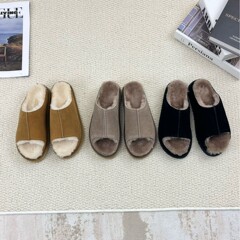 跨进外贸羊皮毛一体拖鞋男女同款羊毛男女同款家居棉鞋增高双层底