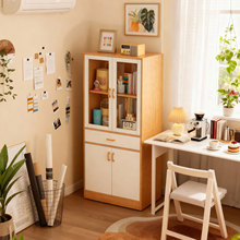 书架一体靠墙落地收纳柜墙角置物柜落地小型书本储物架防尘柜子