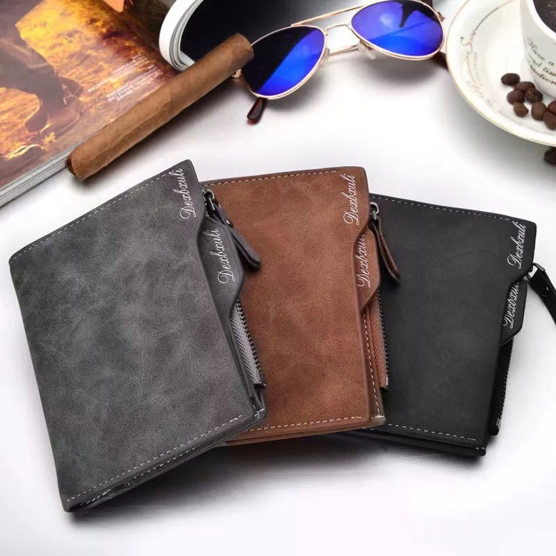 Cartera corta para hombre Cartera vertical multifuncional para múltiples tarjetas Cartera para tarjeta de dibujo para hombre Cartera con cremallera Cartera para billetes