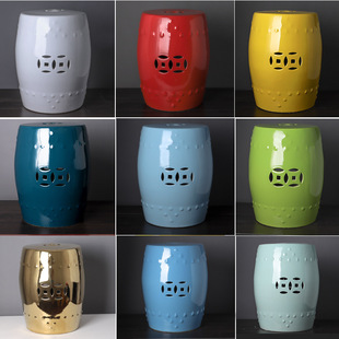 Jingdezhen Home Ceramic Stool Drum Stool Bath Stool Cool Stool Embroidered Stool Decorative Shoe-Changing Stool Bar Round Stool Chair Mω