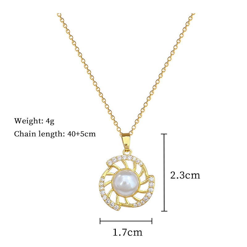 Necklace Earrings Set Light Luxury Rotating Pearl Full Diamond Personality Temperament Banquet Earrings Item Group_voghion.com