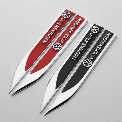 Car logo: air vent sticker, personalized car - standard-black-volkswagen-1-pair-of-metal-fender-blades