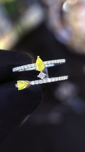 18K Gold Natural Premium High Jewelry Gem Inlaid Double Water Drop Yellow Diamond Ring Agent One Click Dropshipping