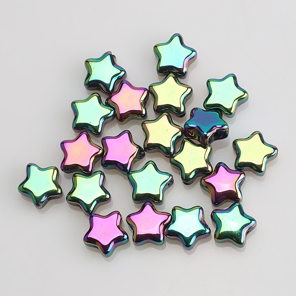 Nuevo colorido estrella de cinco puntas 8MM agujero medio colgante de cristal de bricolaje hecho a mano con cuentas de accesorios de joyería al por mayor image 8
