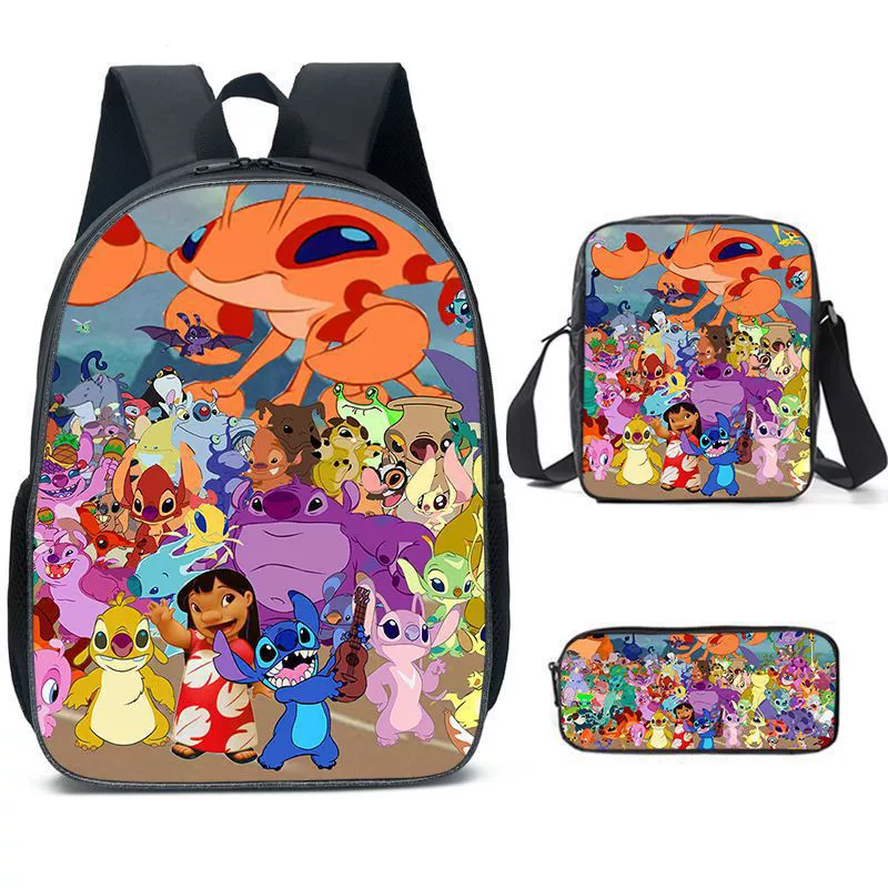 Cartoon backpack 3‑piece set — backpack, shoulder bag and pencil case, multistyle options