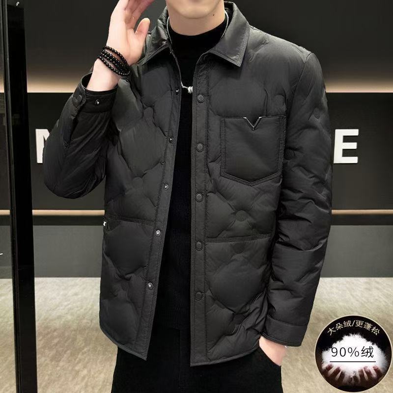 新款保暖短款商务冬季轻薄羽绒服休闲衬衫翻领鸭绒男士外套