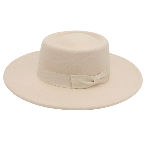 Cross-border Korean version cashmere hat versatile bowler top hat large brim fashionable casual felt hat hat