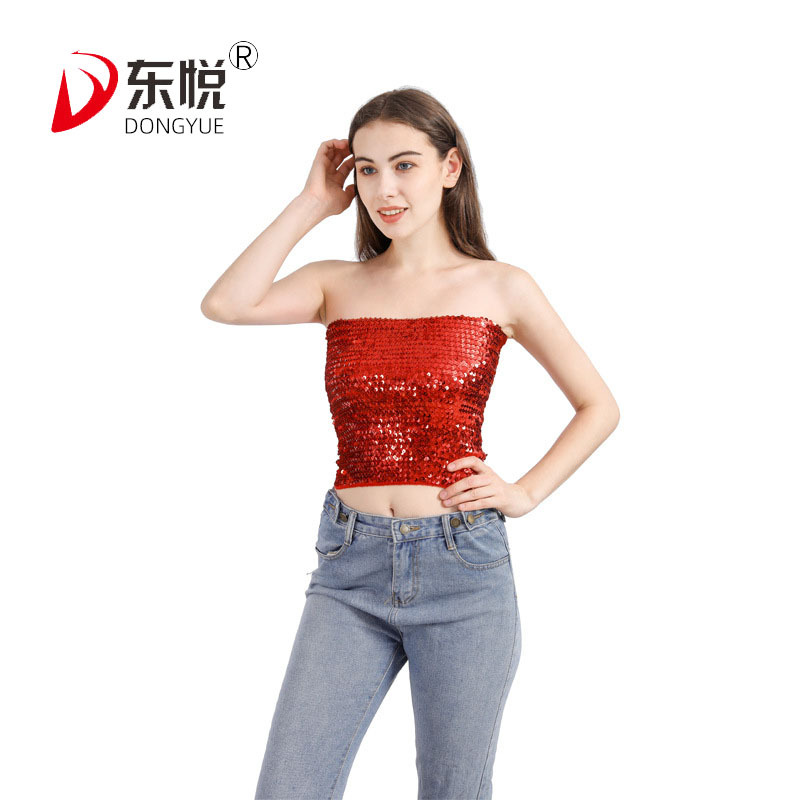 圣诞节舞台演出弹力亮片抹胸美人鱼短裙裹胸两穿舞台闪光氛围服饰