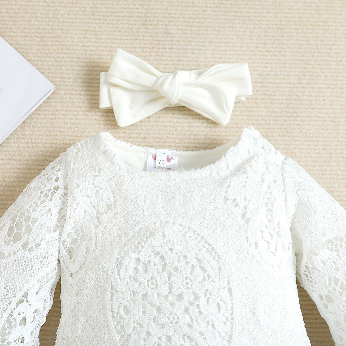 Abbigliamento per bambini, set di abiti autunnali, tuta in pizzo con maniche per neonati, set di due pezzi di pantaloni svasati in denim_voghion.com