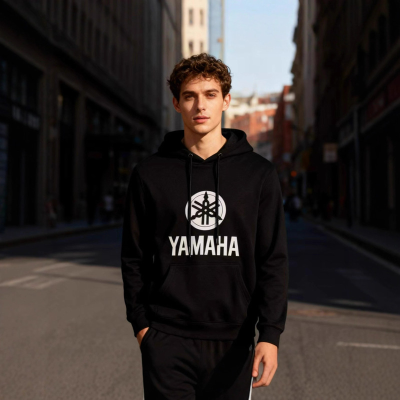 Yamaha Logo Printed Fleece-Lined Hoodie, Fashionable and Simple Casual Pullover Hoodie for Men and Women