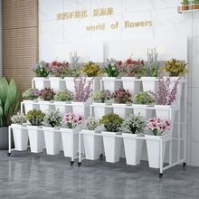 花店鲜花展示架多层阶梯式专用花架移动摆地摊花桶