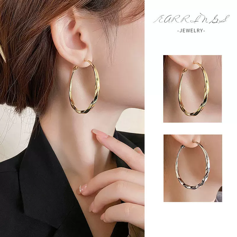 高级感轻奢大耳圈耳环女ins网红风日韩小众设计大圈圈夸张耳饰潮
