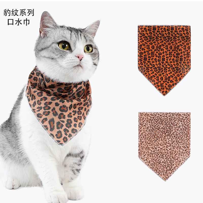 Mascota gato babero bufanda leopardo patrón mascota toalla triángulo perro babero gato babero suministros al por mayor