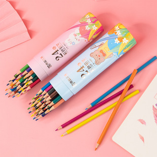 Children's Cartoon Wood-free Plastic Color Oily Color Lead Barrel Primary School Students Graffiti Painting Color Pencil