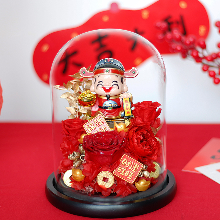 Las personas ricas gastan dinero en el domo de cristal del Dios de la Riqueza, flores de rosa al por mayor como regalo para niñas en el 520, bola de cristal de flores eternas, flores hechas a mano.