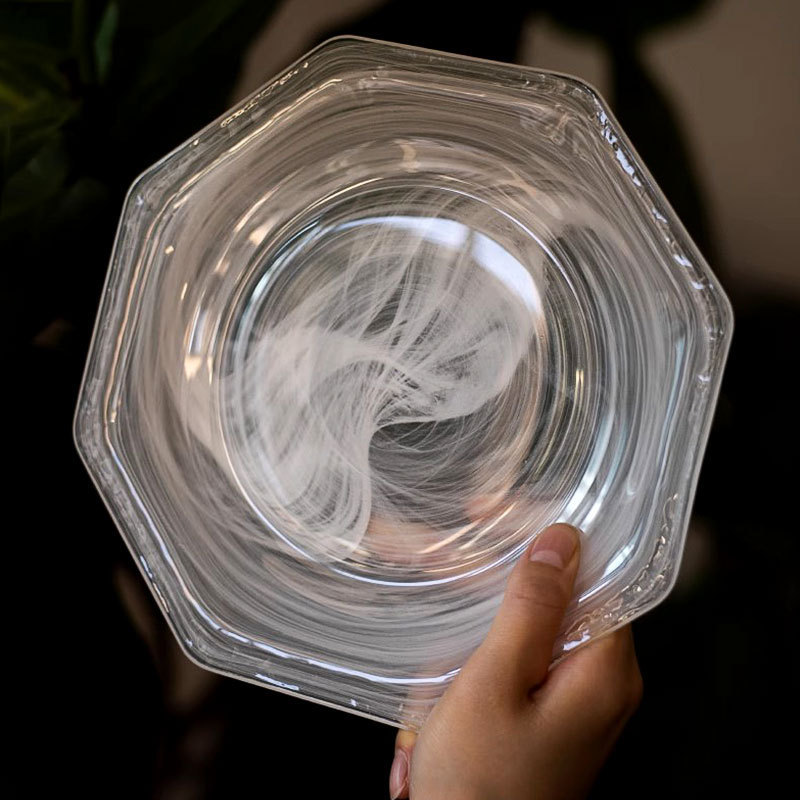 Creative Glass Dinner Plate White Cloud Silk Dried Fruit Plate Western Food Advanced Scrub Plate Salad Fruit Breakfast Plate