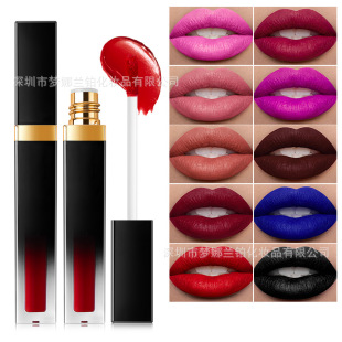 Cross-border beauty makeup non-stick cup liquid lipstick lip gloss black long tube lipstick waterproof durable matte lipstick