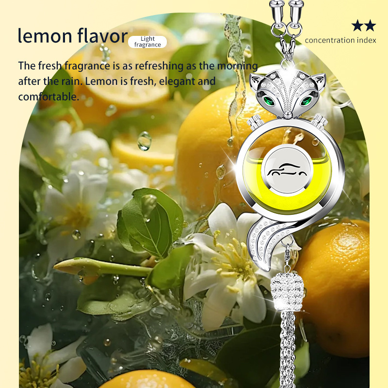 Car Air, Qìchē Car hanging - fox-silver-alloy-pendant-with-lemon-fragrance-small-car-logo