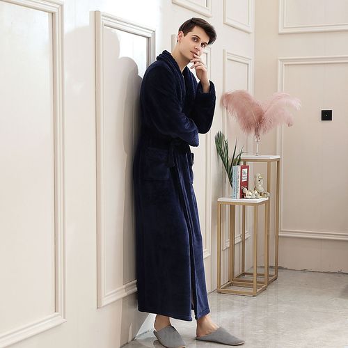 Amazon Same Style Men's Robe Autumn and Winter Coral Fleece Bath Robe Bath Suit Home Clothes Thick Pajamas Men's Robes