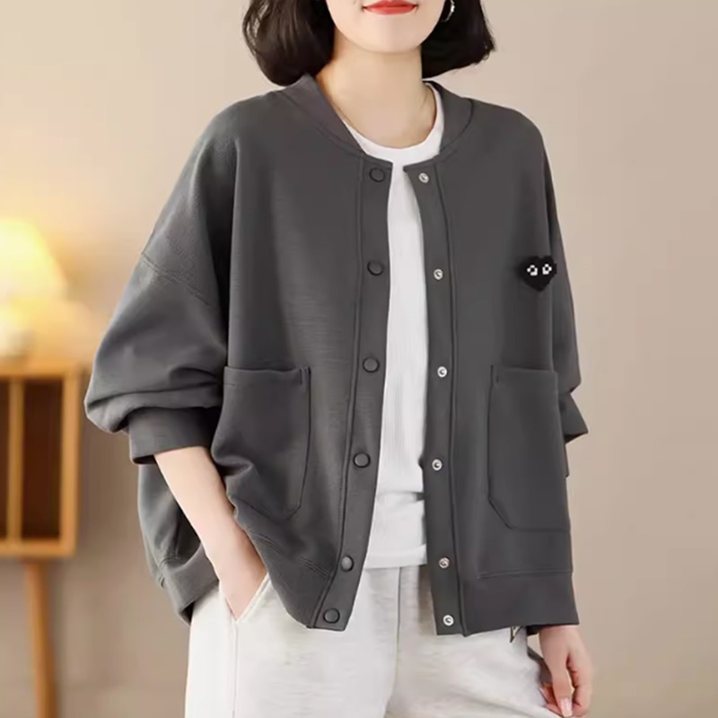 时尚休闲开衫卫衣女薄款2024春秋新款大码秋装小个子中年妈妈外套