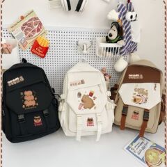 カピバラのかわいい漫画風スクールバッグ、高品質でスタイリッシュな2025年新作、大容量で小学生の脊椎を保護するリュックサック