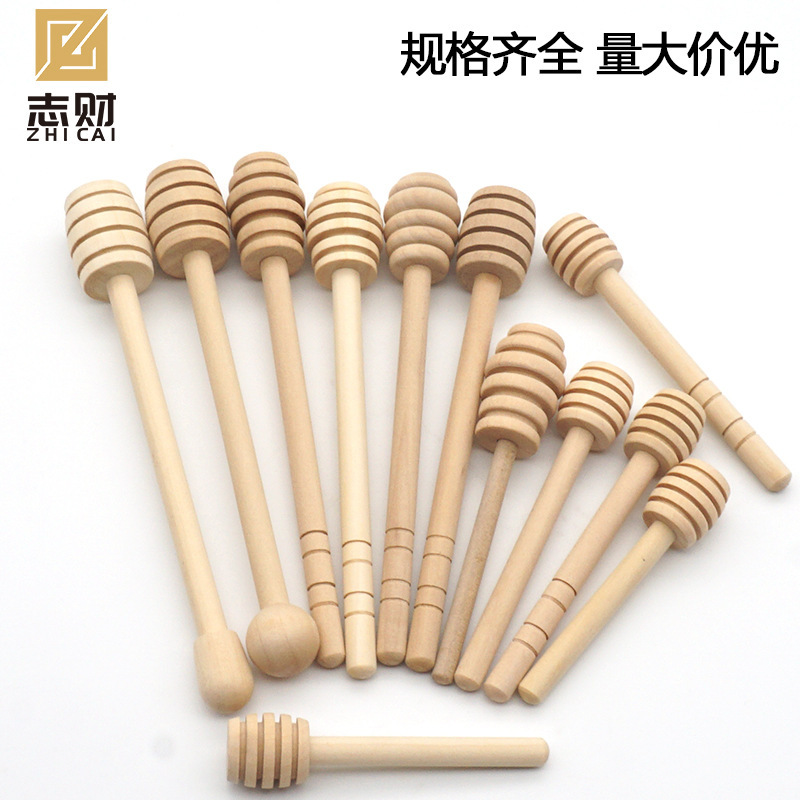 Wholesale In-Stock Mini Wooden Honey Sticks, Jam and Wine Stirring Sticks, Wooden Honey Sticks for Coffee and Milk Tea Stirring