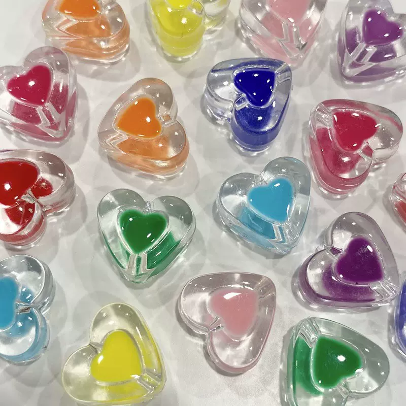 透明滴油爱心亚克力珠子diy手作串珠手机链材料项链耳环饰品配件