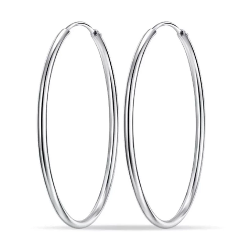 Glossy hoop earrings, accessory, silver 925 sample