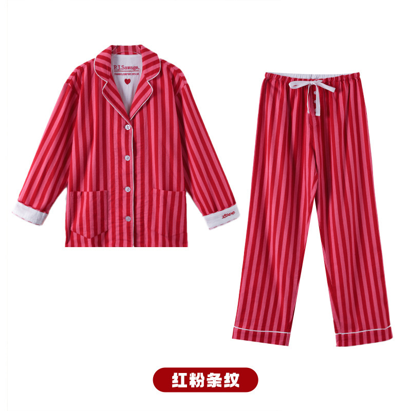 PJS brushed suit red and pink stripes