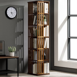 Ll Solid Wood Rotating Bookshelf Floor-Standing Simple Home Kidsren's Picture Book Shelf Storage Rack Student Bedroom 360-Degree Small Book