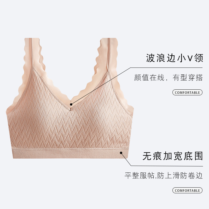 Fresh Girl's Small Breast Push-Up Underwear, Breathable Top Support, No Rims, Non-Slip Wide Shoulder Strap Vest, Smooth and Beautiful Back
