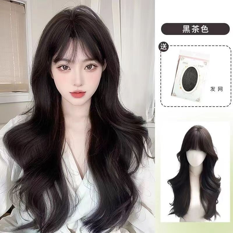 Ruolan Xuchang 女性用ウィッグ、フルヘアスタイル、大きなウェーブのかかったロング巻き毛、ファッショナブルでナチュラルなフルウィッグ、巻き毛、フルヘッドギア|undefined