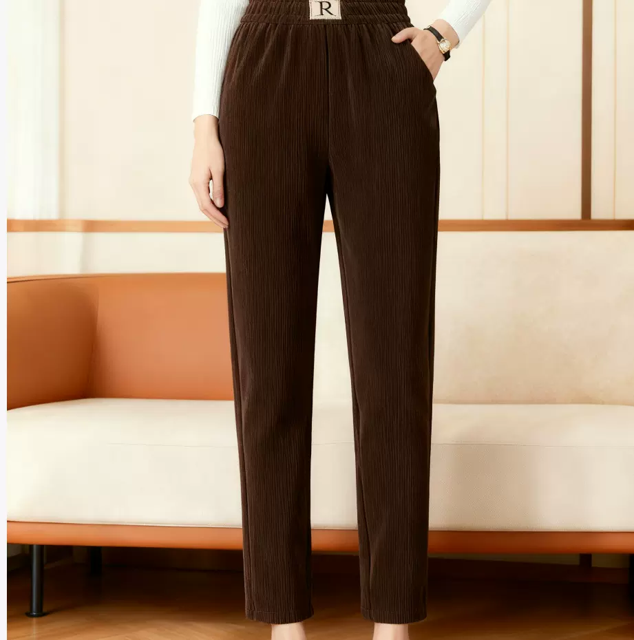 R标加绒小脚裤秋冬大码定制 跨境百搭休闲裤加工定制贴牌来样定制