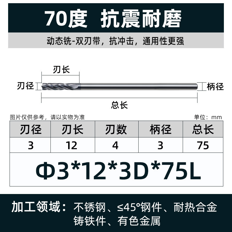 70度タングステン鋼フライスカッターダイナミックフライス平底4刃チタン合金高効率カッター合金エンドミルステンレス鋼CNCカッター|undefined
