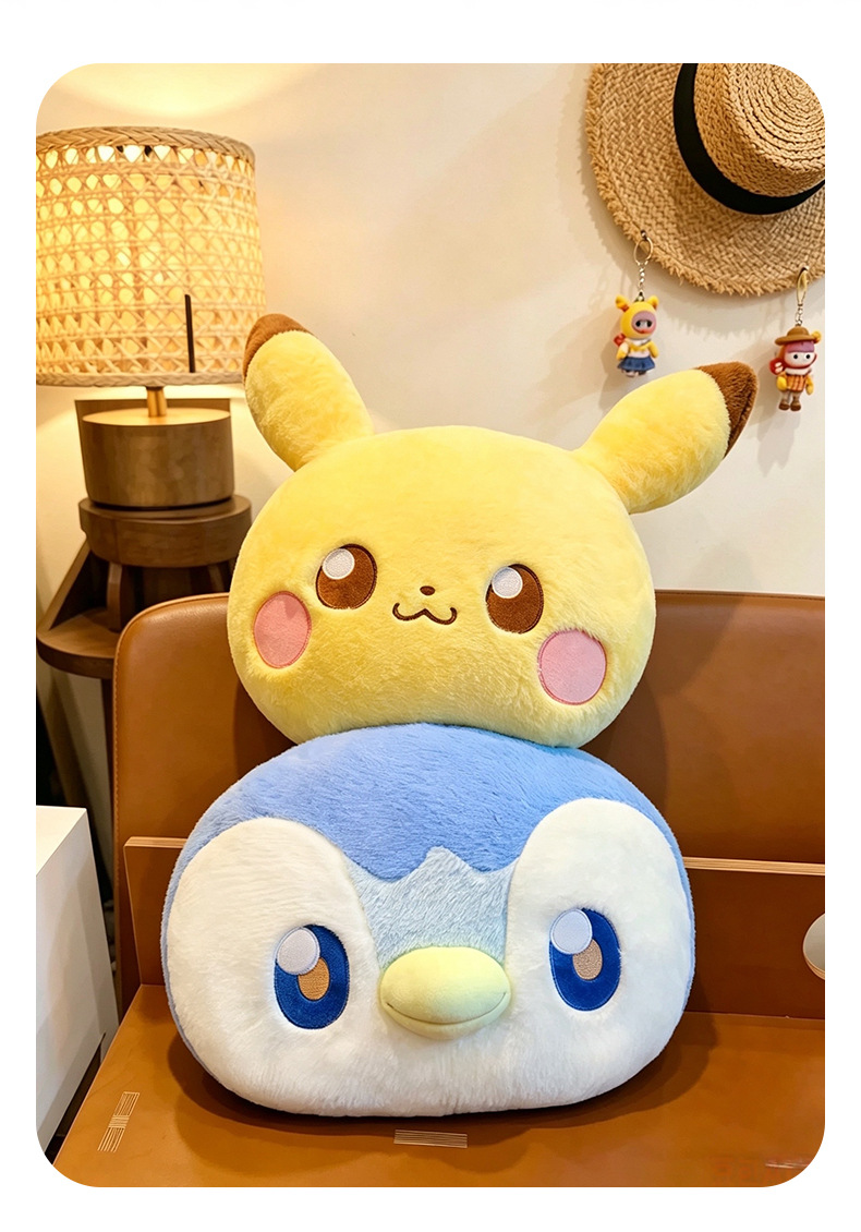 Foreign trade double-sided Pikachu plush pillow, Pogaman doll pillow, bed sleeping cushion, wholesale gift