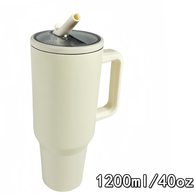 2025 nuevo a través de 40oz doble hielo taza de paja plegable mango portátil taza de automóvil de bebida directa