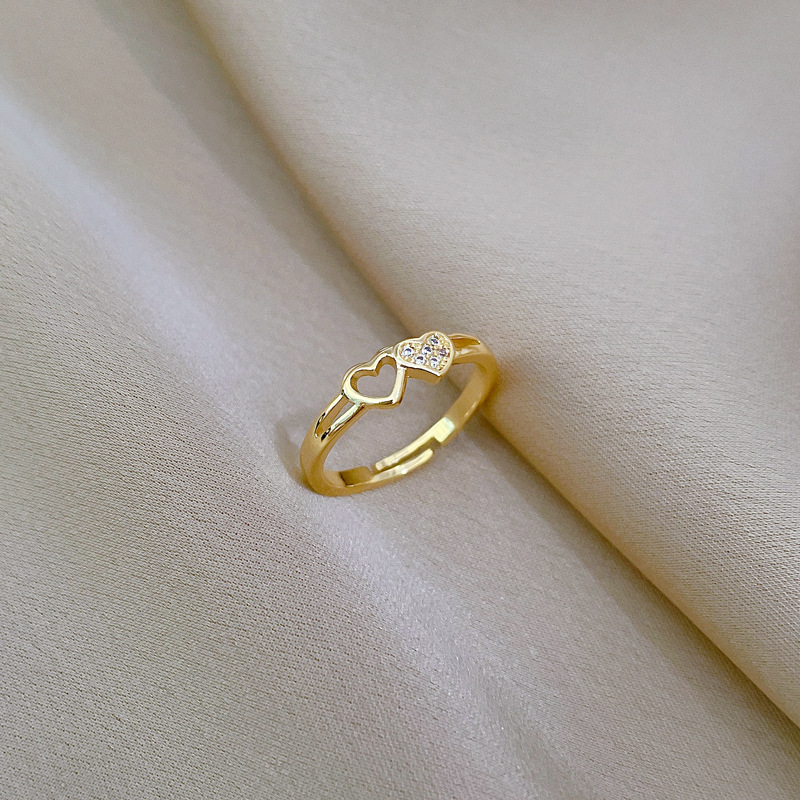 Anello piccolo vuoto d'amore, regolabile, gioiello semplice, anello giapponese, anello di coppia_voghion.com