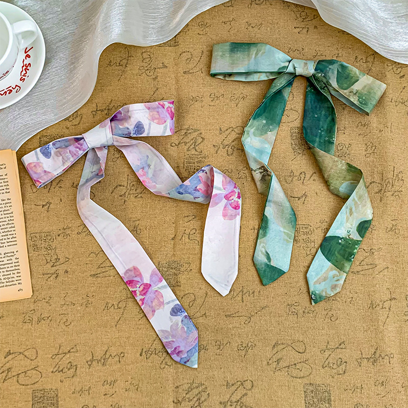 Pañuelo de seda de tira larga, sentido avanzado, nuevo cinturón de bufanda decorativa multifuncional, cinturón para el cabello de estilo nacional, pañuelo en la cabeza, bolso para atar el cabello, serpentina