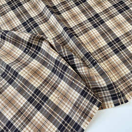 弹力条纹棕色系格纹卡其亮片提花时装高定面料衬衫半裙布料