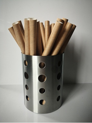 Desechable engrosada bolsa de papel de 4 capas de gran diámetro en Punta boca papel paja tubo recto bebida leche té paja 12MM