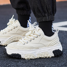 秋冬白色溶解男鞋文艺厚底贝壳头板鞋运动休闲男士小白鞋