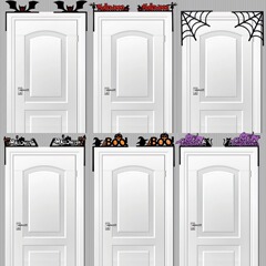 ハロウィン装飾ドアフレームステッカー、ハロウィンパーティー、家の装飾、カボチャ、クモ、コウモリ、不織布、ドアと窓のコーナーステッカー